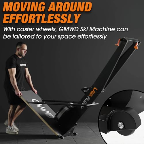 Ski Exercise Machine, GMWD Ski Equipment Indoor Aerobic Wind Resistance Machine, Indoor Strength Training Home Gym Equipment - color: Orange