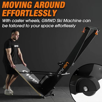 Ski Exercise Machine, GMWD Ski Equipment Indoor Aerobic Wind Resistance Machine, Indoor Strength Training Home Gym Equipment - color: Orange