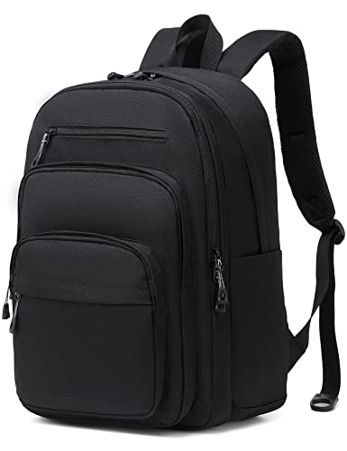 Lanola Basic Multi-Pocket Multipurpose Backpack Classical Water Resistant Student Bookbag For School Business Travel or Casual Daypack Backpacks for Men or Women - Black - color: Black