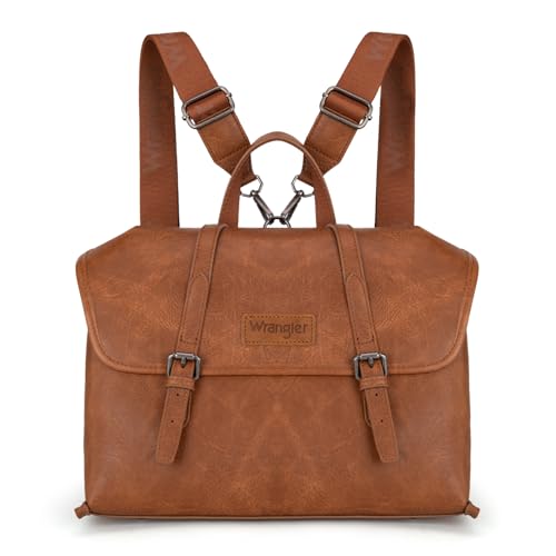 Wrangler Laptop Bag for Women Messenger Bag Briefcase Computer Backpack Convertible Satchel Bag - color: Brown, size: 15.6 inch