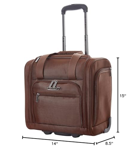 TPRC 15” Underseat Carry-On Luggage Airline Approved Personal Item with USB Charging Port, Brown - color: Brown