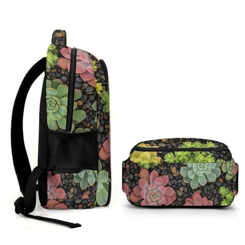 Casual Laptop Backpack Purse Succulent Plants, Cute Travel Bag with Tumbler Holder for Nurse Teacher College Commute - color: Pattern (255)