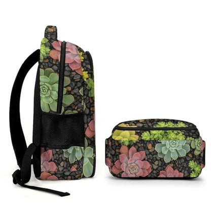Casual Laptop Backpack Purse Succulent Plants, Cute Travel Bag with Tumbler Holder for Nurse Teacher College Commute - color: Pattern (255)