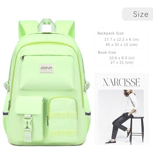abshoo Big Student Laptop Backpack For College Women Middle High School Teen Girls Bookbag Travel Daypack (Greenyellow) - color: Greenyellow