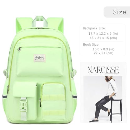 abshoo Big Student Laptop Backpack For College Women Middle High School Teen Girls Bookbag Travel Daypack (Greenyellow) - color: Greenyellow