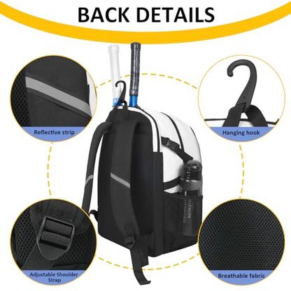 Goloni Tennis Backpack, Tennis Bag with Fence Hook & Ventilated Shoe Compartment, Holds 2 Tennis Rackets - color: Beige