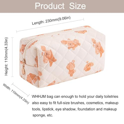 Cute Floral Makeup Bag Small Cotton Quilted Cosmetic Bag, Aesthetic Essential Bag Emergency Bag Gift for Women Girls Travel Accessories (Dog) - color: Dog