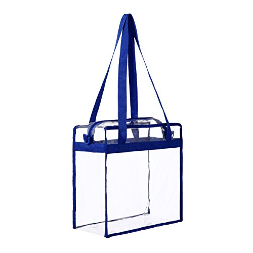 BAGAIL Clear Bags 12x6x12 Stadium Approved Clear Tote Bag with Zipper Closure Crossbody Shoulder Bag with Adjustable Strap - color: Royalblue