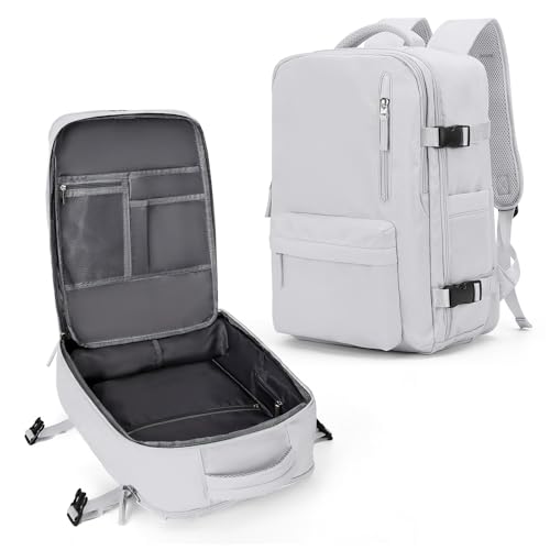 VECAVE Carry On Backpack for Women, Airline Approved Personal Item Large Travel Backpack Flight Approved, Waterproof Laptop Bag Business Work Gym Backpacks Men Grey Mochila De Viaje - color: H-grey, size: Small