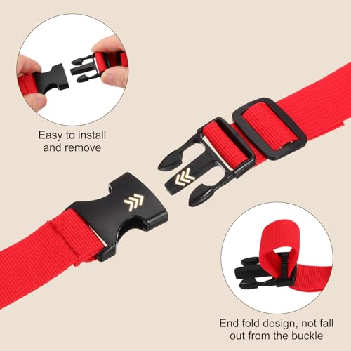 PATIKIL Utility Straps with Quick Release Buckle, (1 Inch x 2 Feet, Red) (3 Pcs) Adjustable Luggage Polyester Straps Backpack Webbing, Suit for Sleeping Bag/Camping/Hiking - color: Red, size: 1 Inch x 2 Feet