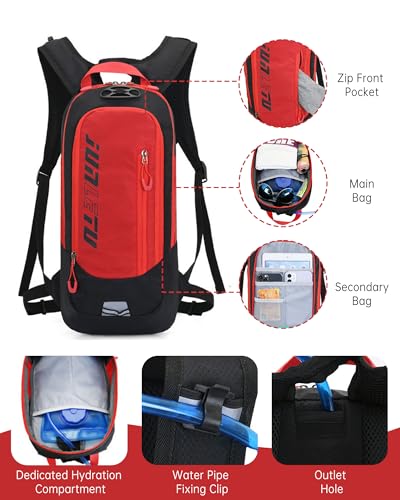 Croogo Hydration Packs,Hydration Backpack with 2L Hydration Bladder,Bicycle Daypack Waterproof Breathable Bag for Climbing - color: Ot04-black/Blue-sd
