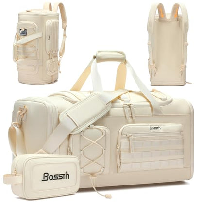 BOSSTIN Gym Bag for Men & Women, 45L-50L Expandable Sports Duffle Bag - color: Beige