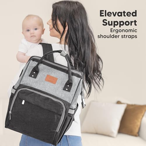 KeaBabies Baby Diaper Bag Backpack - Large Baby Bag for Boys, Girls, Waterproof Multi Function Travel Diaper Backpack with Changing Pad, Durable Travel Essentials for Moms and Dads (Graphite) - color: Graphite