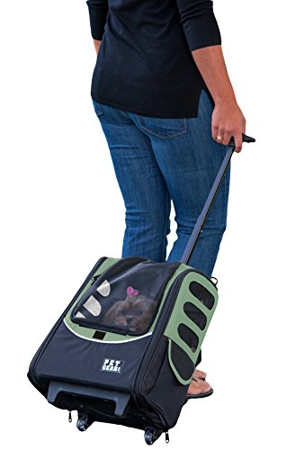 Pet Gear I-GO2 Roller Backpack, Travel Carrier, Car Seat for Cats/Dogs, Mesh Ventilation, Included Tether, Telescoping Handle, Storage Pouch, 2 Models, Available 12 Colors