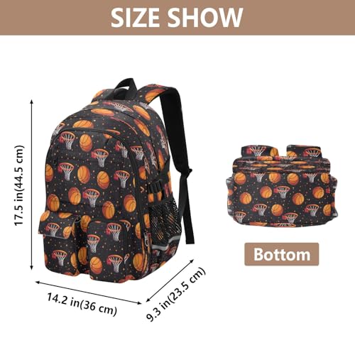 Bolaz Basketball Hoop Travel Backpack 14 Inch Laptop Computer Bag Sturdy School Bag College Bookbag