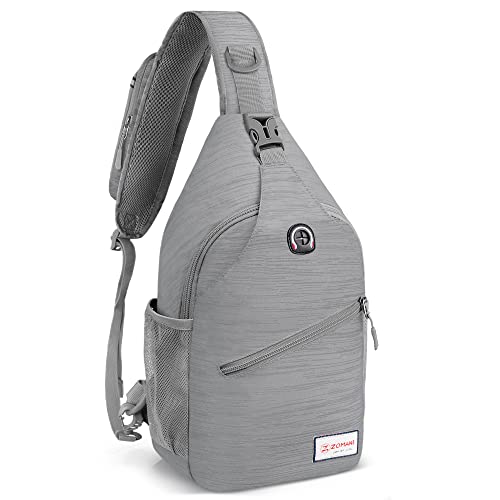 ZOMAKE Sling Bag,Small Crossbody Sling Backpack,Water Resistant Shoulder Daypack for Travel,Anti Thief Chest Bag for Hiking(Grey(Stripe)) - color: Grey(stripe)