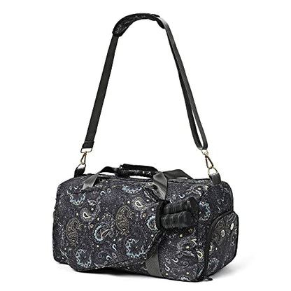 Boulder Bee Pickleball Bags, Premium Pickleball Tote Bag for Girls, Women’s Hand/Shoulder Gym Bag w Water Bottle Holder, with Pickleball Racquet/Paddle Holder - color: Duffel Bag-Brown cashew flower