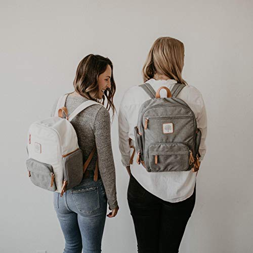 Parker Baby Diaper Backpack - Full Zip Diaper Bag with Insulated Pockets - Cream - color: Cream