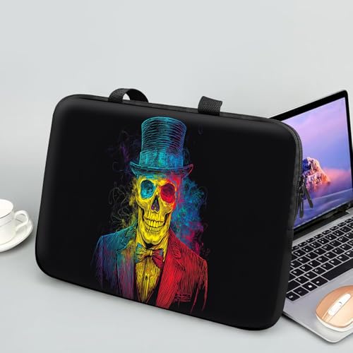 14 15 15.4 15.6 inch Laptop Handle Bag Computer Bag, Pouch Holder Notebook Sleeve Cover Soft Case Compatible for Dell,Lenovo,Toshiba HP, Asus Notebook-Colorful Line Skull Gentleman - color: Colorful Line Skull Gentleman