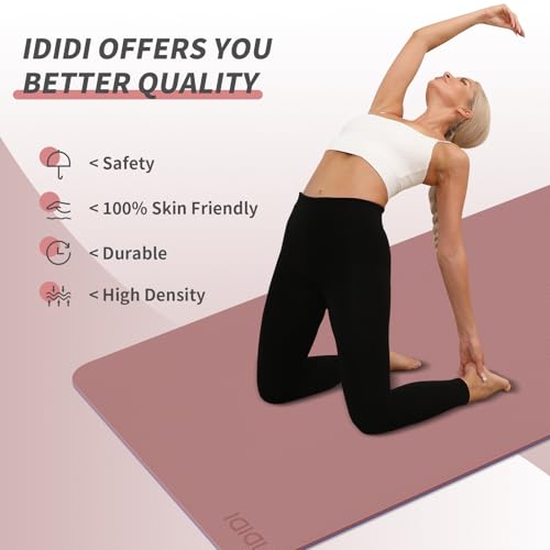 Yoga Mat with Strap,Non-Skid Workout Mat,8mm Thick Yoga Mat,POE Yoga Mats for Women Men Kids,Exercise Mat with Easy-Cinch,72"x24"x0.32” (183x61x0.8cm) - color: Deep Pink+Grey