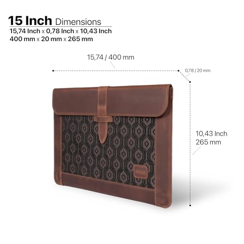 Londo Leather Sleeve Compatible with MacBook Pro 16 & MacBook Pro 15 Inch (M5, M4, M3, M2, M1, Pro, Max), Premium Top Grain Leather Laptop Bag, 2020 to 2026 Models - color: Cinnamon, size: 15-16 inches