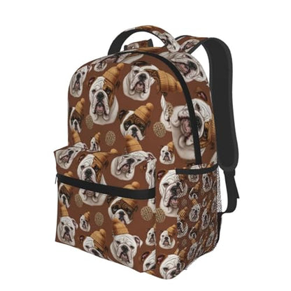Laptop Backpack Funny English Bulldog Art, Water Resistant Office Commuter Daypack with Inner Pocket for Business and Travel - color: Pattern (742)