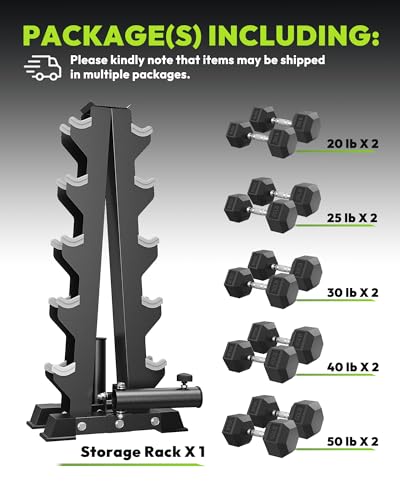 HANDBODE A-Frame Dumbbell Rack Heavy Duty Weight Stand for Dumbbells, Space-Saving Metal Storage Organizer, Sturdy Dumbbell Holder for Home Gym - style: 330 lb Set (20, 25, 30, 40, 50 lb) *2 & Rack