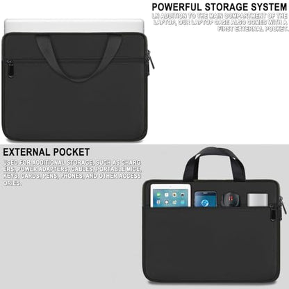 Laptop Bag 15.6 Inch, Durable Briefcase Handbag Protective Computer Case with Front Pocket, Water Resistant Carrying Laptop Sleeve Compatible with HP, Dell, Lenovo, Asus, Black