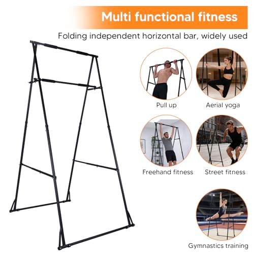 Foldable Free Standing Pull Up Bar Station Adjustable Power Tower Dip Bar Pullup Fitness Equipment for Home Gym Strength Training