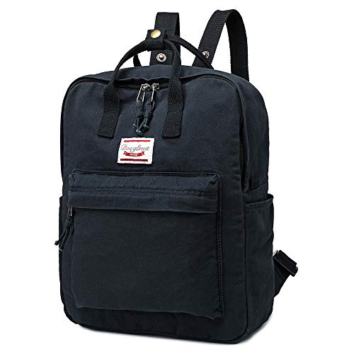 LuckyZ Small Cloth Backpacks Womens Casual Style Lightweight Canvas Backpack Book Bag Travel Daypack Handbag Purse, Black - color: Black
