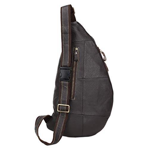Leather Sling Bag Crossbody Backpack for Men Women Travel Outdoor Sports Hunting Hiking Large Capacity Cool Shoulder Chest Pack Bags Daypack - color: #28coffee