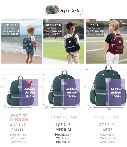 atgark Toddler Backpack for Boys 2-5: Preschool Kindergarten Backpack - 13" Daycare Backpack Fit A4 Folder - color: Peacock, style: Ages 2-5 (13" H Fit A4 Folder)