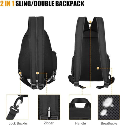 BAIGIO Camera Sling Bag Small Camera Backpack for Photographers,Water-resistant Camera Crossbody Bag Travel Caemra Backpack for DSLR SLR Mirrorless Camera - color: Black
