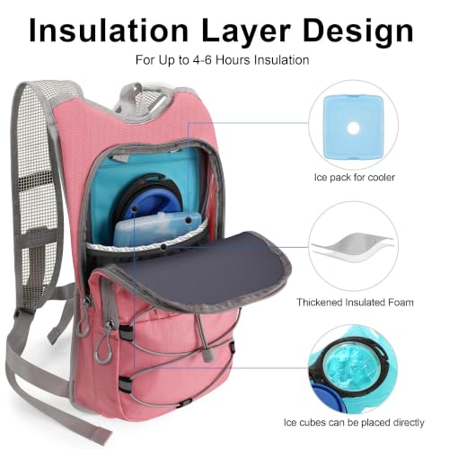 MIYCOO Hydration Backpack - Lightweight Hiking Water Backpack with 2L Water Bladder, Running Hydration Vest Backpack for Men Women, Hydration Pack for Hiking, Cycling, Climbing - color: Pink