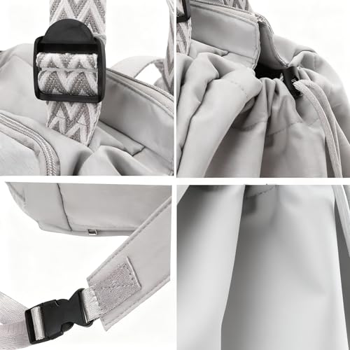 Tote Bag Large Capacity Lightweight Backpack with 15 Pockets Nylon Shoulder Bag for Car Travel Mother Bag - color: Gray