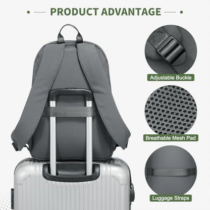 DTGN Travel Laptop Backpack, Carry On Backpack, TSA-Approved Water-Resistant Rucksack Nylon for Work Men Women Fits 16 Inch Notebook, Grey - color: Grey