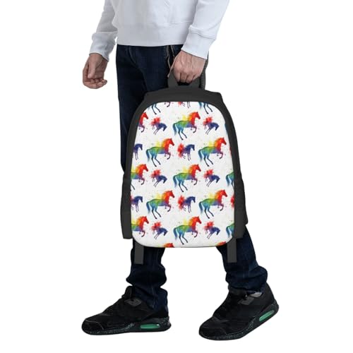 Slim Anti Theft Laptop Backpack Horse Art Design, Large Volume Travel Daypack Durable Polyester Carry Bag for Office Business Outdoor Trekking - color: Design (903)