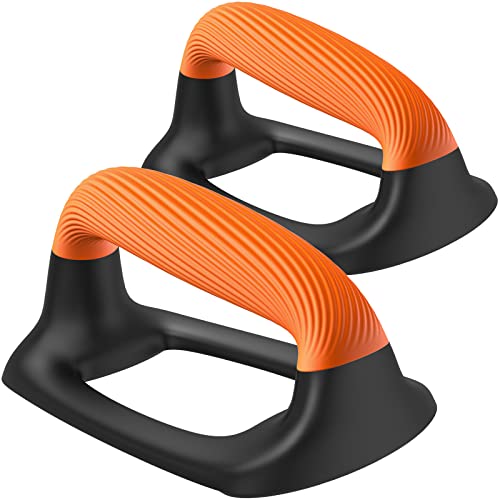 Kipika Push Up Bars Bundle - Anti-Slip Soft Plastic Handles, Stable Non-Slip Base, Perfect for Floor Strength Training - Black & Orange