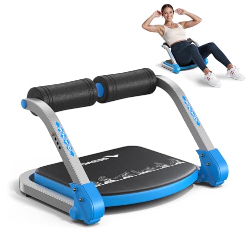 MERACH Ab Machine, Sit Up Exercise Equipment with 3 Adjustable Resistance Levels, Automatic Rebound Ab Crunch Machine for Core Workout, Ab Workout Equipment for Stomach - style: Square(Blue)