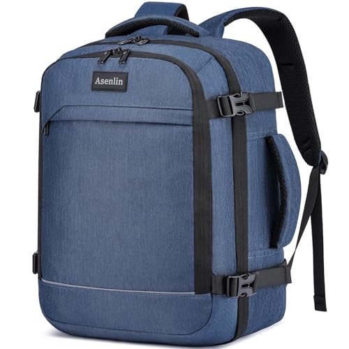 Asenlin Travel Backpack for Women Men,Flight Approved Carry On Luggage 30L Water Resistant Business Laptop Backpacks Fits TSA 15.6 Inch Computer College Weekender Outdoor Hiking-Blue - color: Blue-15, size: 15-inch