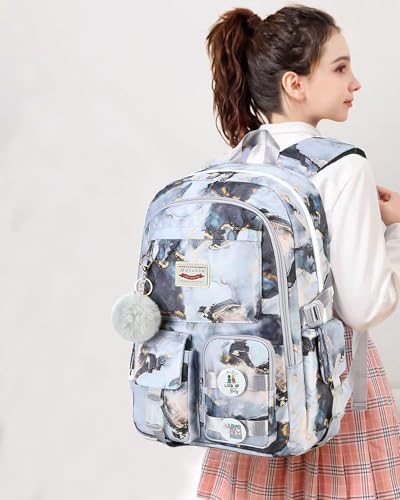 Makukke School Backpacks for Teen Girls - Laptop Backpacks 15.6 Inch College Cute Bookbag Anti Theft Women Casual Daypack - color: Tie-dye-blue