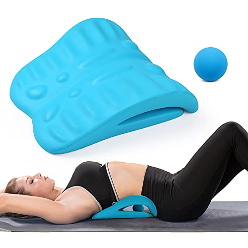 RESTCLOUD Back Stretcher for Back Pain Relief, Back Stretching Cushion, Chronic Lumbar Support Pillow Helps with Spinal Stenosis, Herniated Disc and Sciatica Nerve Pain Relief Lumbar Stretcher - color: Blue