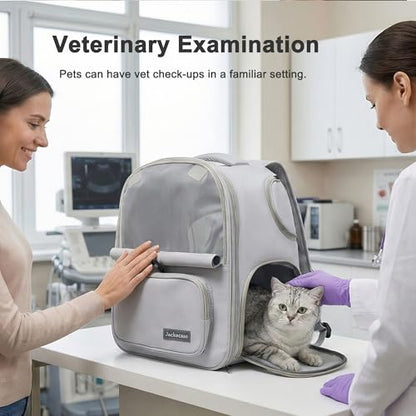 Cat Backpack Carrier Expandable, Breathable Mesh & Lockable Zippers & Shaded Curtains & Multi-Entry, Pet Backpack for Kitty Puppy Small Dogs Up to 18lbs for Travel, Hiking, Car, Vet(Light Grey) - color: Light Grey