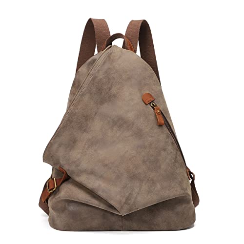 KL928 PU Leather Vintage Backpack – Large Casual Daypack Outdoor Travel Rucksack Hiking Backpacks for Men Women - color: 6882-pu-d.coffee