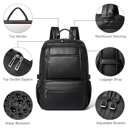 Shrrie 17 Inch Laptop Backpack Purse for Women with Giant Tumbler Holders | Vegan Leather Backpack with Large Water Bottle Pocket,Work Travel Business College Teacher Nurse,35L Large Capaity - color: Black