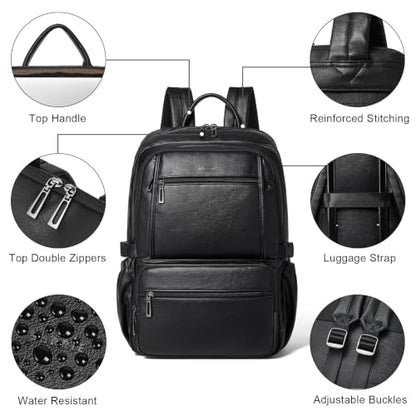 Shrrie 17 Inch Laptop Backpack Purse for Women with Giant Tumbler Holders | Vegan Leather Backpack with Large Water Bottle Pocket,Work Travel Business College Teacher Nurse,35L Large Capaity - color: Black