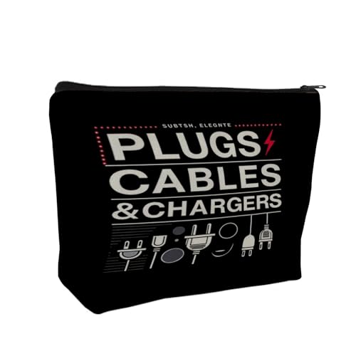 Plugs Cables & Chargers - Makeup Bag for Women Travel - Zipper Cosmetic Storage Bag with Vibrant Designs, Soft Fabric & Multi-Use Functionality (Gift for Birthdays, Graduation, Christmas) (Style E) - style: Style E