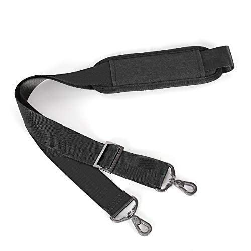 MOSISO 56 inch Shoulder Strap, Adjustable Thick Soft Universal Replacement Non-Slip Fit Padded with Metal Swivel Hooks for Laptop Shoulder Bag/Laptop Messenger Bag/Crossbody Bag, Black - color: Black