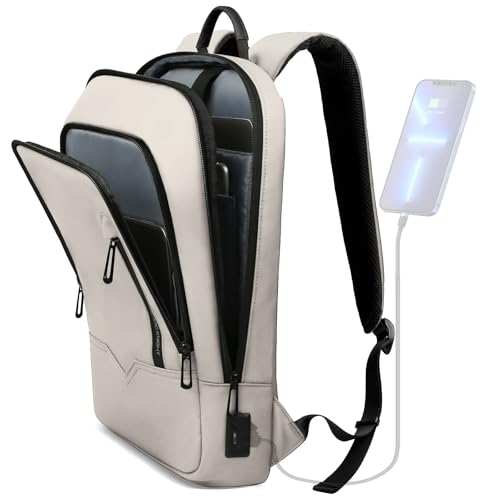 hk Backpack for Men, Business Slim Computer Bag for 15.6 Inch Laptop - color: White, size: 15.6 Inch