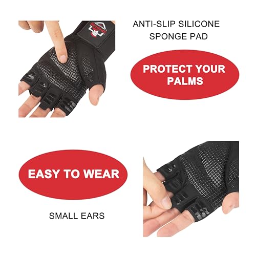 Spartan Gym Gloves for Men & Women – Weight Lifting Gloves with Wrist Support, Full Palm Protection, Breathable Non-Slip Grip for Weightlifting, Workout, Training, Fitness, Crossfit, Exercise - size: Large
